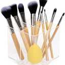 Makeup Brush Holder Organizer  Rotating Makeup Organizer with 4 Compartments  Perfect for Beauty Tools, Stationery, Kitchen - Acrylic Makeup Brush Organizer  Multifunctional Pen Holder