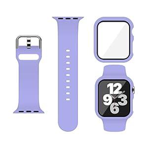 XFEN Sport Silicone Band and Case with Screen Protector for Apple Watch Series 6 SE Series 5 Series 4 40mm, S/ M Size Band Compatible with Apple Watch and Case Only Compatible with Apple Watch 40mm - Lavender Purple