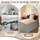 Twin XL Dorm Room Bed Skirt 36'' Drop Extra Long Dust Ruffled Bedskirt with Embroidered Details for College Dorm Bedrooms Hotels Guest Rooms, Gray
