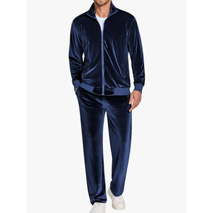 COOFANDY Mens 2 Piece Velour Tracksuit Full Zip Jackets Pants Velvet Jogging Suits Sweatsuit Set L