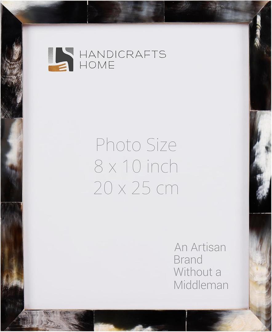 Handicrafts Home Vintage Picture Frame, 8x10 Handmade Real Horn Photo Frame for Home Decor, Vintage Decor, Rustic Farmhouse Decor, Gallery Wall, Desk Decor & Holiday Gifting, Wall & table top Decor, Essence Collection