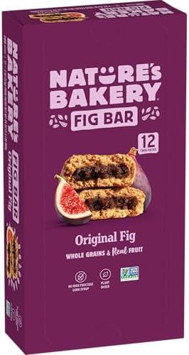 2 x Nature’s Bakery Whole Wheat Fig Bars, Original Fig, Real Fruit, Vegan, Non-GMO, Snack bar, 1 box with 12 twin packs (12 twin packs)