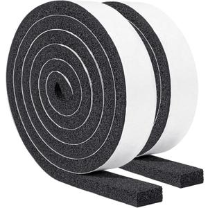 Yotache Maximum Compression Sponge 1" x1/2", Rubber Foam Strip Adhesive for Insulation, Weatherstrip, Gap Blocker, Anti-Vibration, Anti-Collision, 6.5 Feet Long 2Pcs