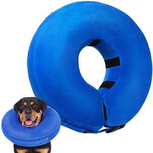 Crazy Felix Dog Donut Pillow Collar Alternative After Surgery Soft Cone to Stop Licking Inflatable Head Cone Collar for Small Medium Dogs Chihuahua Pomeranian (Blue)