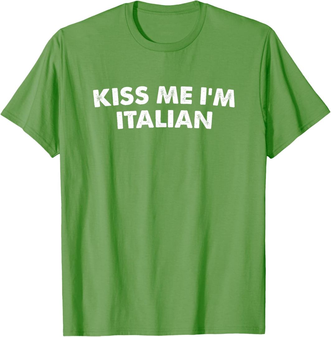 Kiss Me I'm Italian St Patricks Day T-Shirt (Grass Green), S