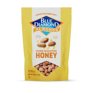 Blue Diamond Almonds, Premium Roasted Honey Snack Nuts For Sweet Treats, With Dessert, or Healthy Choice, 8 Ounce (Pack of 1) (EXP 09/12/26)