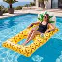Hungdao Inflatable Pool Float Lounger for Adults Chair Floaties with Drink Holder Mount Backrest Foot Rest Cooler Lake Swim Water Floating for Beach Party, Pineapple