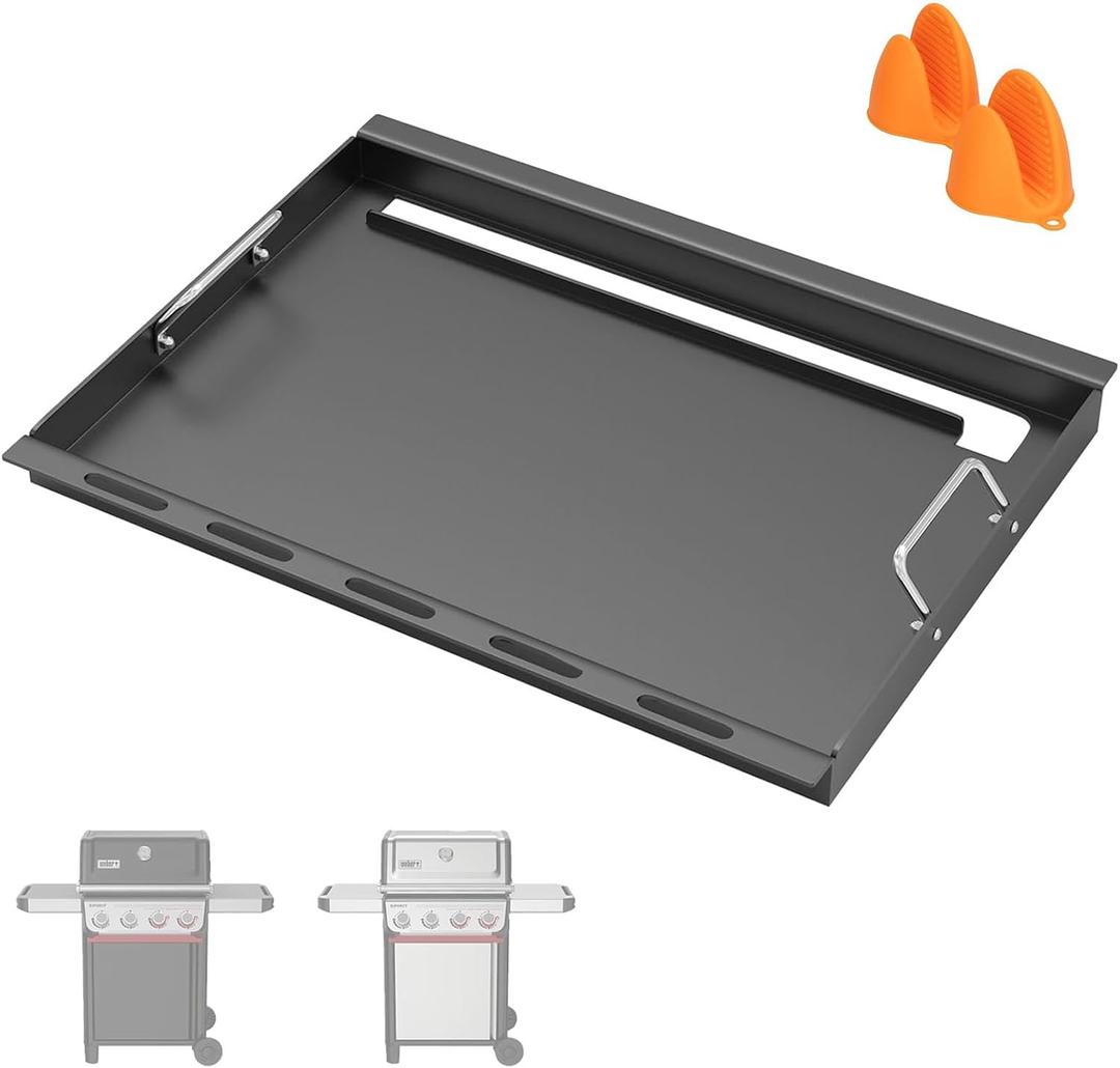 SafBbcue Full Size Griddle Insert for Weber Spirit 400 Series Flat Top Grills, Carbon Steel Griddle Insert for Weber Spirit E425/435 EP425/435 SP425/435 EX425 EPX435 Grill Replacement Parts, Non-stick