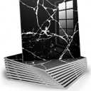 10pcs Marble Peel and Stick Backsplash Waterproof Washroom Wall Panels, Peel and Stick Tile, PVC Wall Panels for Kitchen (Black Marble Tiles, 11.8" x 11.8" x2.5MM x 10Pack)