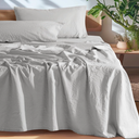 SONORO KATE 100% French Pure Linen Sheets, Breathable and Durable Linen King Size Sheets, AntiTear Linen Bed Sheets, Machine Washable, 16 Inch Deep Pocket  4 Piece (White, King)