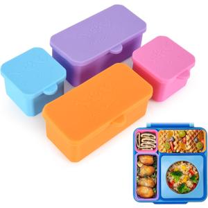 Silicone Snack Containers with Lids for OmieBox, 4 Pack Silicone Containers for Food Compatible with Most Bento Lunch Box, Dip Container for Lunches