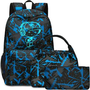 Bluboon School Backpack for Boys Teens Bookbag Travel Daypack Kids Girls Lunch Bag Pencil Case (Graffiti Blue)
