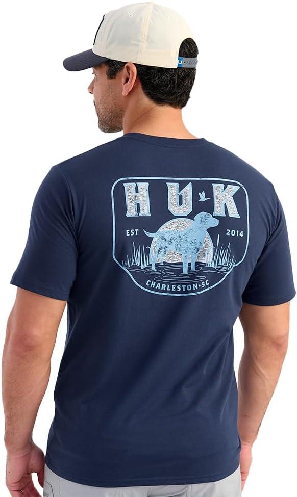 HUK Men's Pocket Tee, Comfortable Performance Fishing Short Sleeve T-Shirt with Chest Pocket (X-Large, Naval Academy)