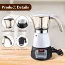 Electric Espresso Maker Transparent Coffee Maker Electric Moka Pot Portable Aluminum Espresso Machine Italian Moka Pot with Detachable Base, Coffee Gift for Women Men Home Travel (White,6 Cup)