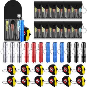 36 Pcs Mini Screwdriver Tape Measure Keychains LED Flashlights Keychain Set Christmas Stocking Stuffers Bulk Adult Pinata Stuffers Tool Party Favors Neighbor Gifts for Men, No Batteries Included