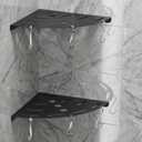 Shower Corner Shelf 304 Stainless Steel Shower Caddy 2 Tier Shower Organizer Niche with Extra 6 Hangers Shelves 40 lbs Large Capacity Shower Shelf for Inside Anti-Rust Drilling Installation(Black)