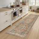 Lahome Oriental Washable Kitchen Runner Rug Non Slip, 2x8 Bathroom Runners for Hallways with Rubber Backing, Vintage Soft Long Carpet for Laundry Bedroom Eleanor, Peach/Orange (Terracotta)