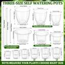 Ferrochef Self Watering Plant Pots, 5.1''/6.6''/7.2'', Transparent, 18 Pcs