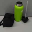 Insulated Water Bottle with Straw | 32oz Stainless Steel Metal Vacuum Water Flask in 3 color's | Leakproof Sports Bottle with 3 Lids & Protective Sleeve | 24hr Cold/12hr Hot (Green)