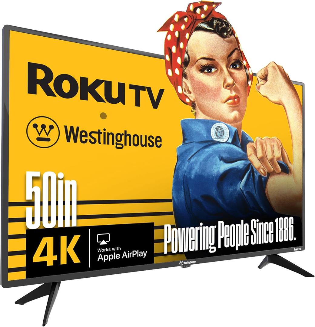 Westinghouse Roku TV - 50 Inch Smart TV, 4K UHD Television with Wi-Fi Connectivity and Mobile App, Flat Screen, Bluetooth, Compatible with Apple AirPlay, Alexa and Google Assistant