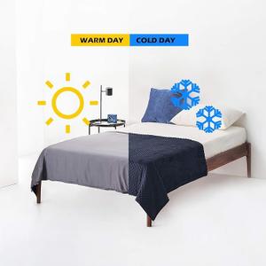 YnM Exclusive Cooling Rayon & Cozy Velvet Dual-Sided Cover for Weighted Blanket (48''x72'') - Blue Grey