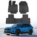 Car Floor Mats for Toyota RAV4: 2019 2020 2021 2022 2023 2024 2025, All Weather Rubber Floor Liners Custom Fit for Toyota RAV 4 Accessories Front Rear Carpet 5 Seat (3PCS Black)