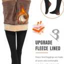 RISSCAN Fleece Lined Tights for Women Warm Control Top Pantyhose High Waist Thermal leggings Stirrup Footed Tights (XL)