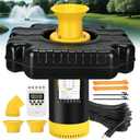 Pond Fountain Aerator, 1HP 110V 750W 15000 GPH Floating Aerating Fountain Pump with 100 FT Power Cord, Timer, 2 x 100 FT Traction Rope, Powerful Lake Pond Aerator for Larger Ponds, Lakes