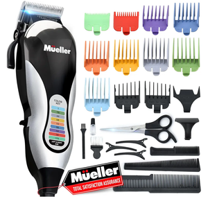 Mueller Ultragroom Professional Hair Clippers for Men with Colored Design, Hair Trimmer for Men, 12 Guide Combs, Trimmer for Hair, Beards, Head, Body, and Face