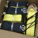 Trekassy 2in x 12ft Car Tie Down Straps for Trailers Heavy Duty, 10000lbs Break Strength, 4 Pack Steel Ratchet, 4 Adjustable Car Hauler Straps, 4 Axle Straps (Yellow)