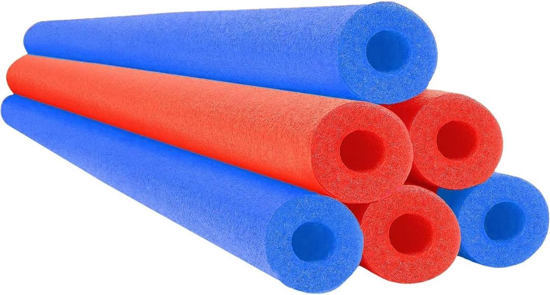 Chochkees Pool Noodles 52" x 2.5" Inch Swimming Hollow Core Foam Tube, Floating Thick Noodles for Floating, Pool Accessories, 6-Pack