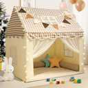 Playhouse for Indoor & Outdoor, with Star Light, Flags and Carry Bag, Washable Kids Tent for Girls & Boys (Lattice Top)