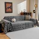 MEETSKY Boho Couch Cover Sofa Covers, Chenille Geometric Dark Grey Couch Covers for 2 Cushion Couch Sofa for Dogs, Washable Slipcover for Cat Sofa Protector with Tassels, 71" x 118"