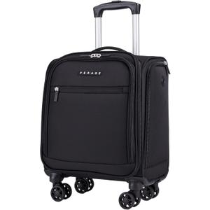 Verage Underseat Carry On Luggage with Wheels, 14.5-Inch Spinner Small Suitcase, Softside Lightweight Travel Bag for Men and Women, Airplane Carry On Bag, Black, Basic Underseat