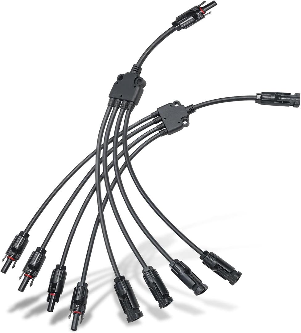 ECO-WORTHY Solar Connectors Y Branch 1 to 4 Parallel PV Adapter Cable Wire Plug Tool Kit for Solar Panel(M/FFFF and F/MMMM)