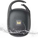 Monster Clip-On Speaker with Carabiner, Ultra-Portable Bluetooth 6.0 Shower Speaker IPX7 Waterproof, 29H Playtime Small Wireless Speaker for Hiking Camping Beach Outdoor Travel - Black