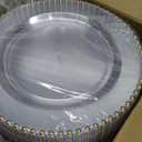supernal 100 Pieces Clear Plastic Plates, 10 Inch Elegant Disposable Plates with Gold Rim, Heavy Duty Plastic Dinner Plates for Party, Wedding and Birthday
