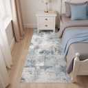 Washable Area Rugs 2x6 Runner Rug for Entryway: Modern Abstract Neutral Soft Indoor Carpet for Hallway Front Door Kitchen Bathroom Bedroom - Grey Blue