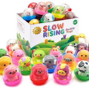 30 Packs Squishy Animals with Capsules, Easter Basket Stuffers, Slow Rising Stress Relief Toys, Party Favors, Birthday Gifts, Classroom Rewards, Travel & Claw Machine Toys
