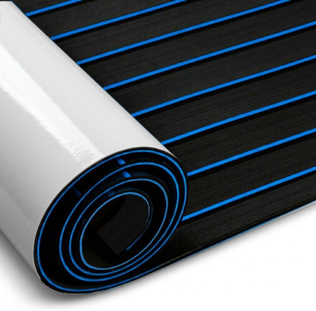 Fullfire EVA Foam Boat Flooring, Faux Teak Marine Boat Decking Sheet with Self-Adhesive Deck Carpet for Bass Boat Jon Boat Pontoon RV Kayak Floor 94" x 47"/35"/15"