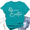 Valiri Easter Shirts for Women Happy Easter T-Shirt Cute Bunny Rabbit Print Tee Tops Green, 2XL