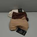 Ficerd 3 Pack Women's Ribbed Long Sleeve Tops, Crew Neck Slim Fit Undershirts Knit Basic Casual Stretch Layering Tee Shirts (Medium, Brown, Khaki, Light Beige)