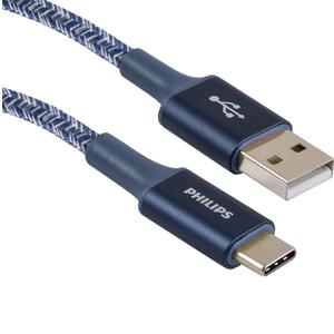 Philips 3 Ft. USB Type C Cable, USB-A to USB-C Blue Durable Braided Fast Charging Cable, Compatible with iPad Pro, MacBook Pro, Samsung Galaxy S21/S10/S9/Plus, Google Pixel 5/C/3/2/XL, DLC5203UA/37