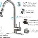 Kitchen Faucet with Pull Down Sprayer, Brushed Nickel Stainless Steel Kitchen Sink Faucet, Single Handle 1 or 3 Hole Pull Out Sink Faucet for Bar Laundry RV Farmhouse, RC-KYT010L-D