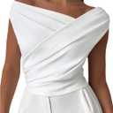 MakeMeChic Women's Off The Shoulder Tops Summer Blouses Asymmetrical Dressy Tops (S)