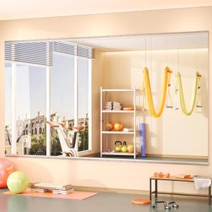Hasipu Home Gym Mirror 48" L x 24" W - 4PCS Large Full Body Mirror for Yoga, Fitness, Garage, Dance Studio, Wall-Mounted, 0.16in Tempered Glass Frameless