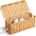 YECAYE Handwoven Rattan Style Cable Management WavyWeave Box, Decorative Storage Cord Organizer Box for Power Strips & Cords, Cord Hider for Home, Kids & Pet Safety, DIY-Friendly Cord Management