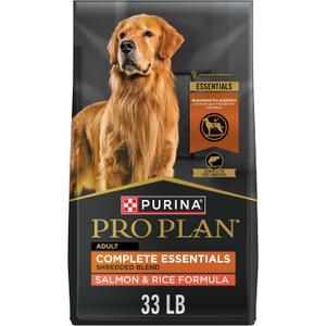 Purina Pro Plan Complete Essentials Shredded Blend Salmon and Rice Dog Food Dry Formula with Probiotics for Dogs - 33 lb. Bag (EXP 08/04/26)
