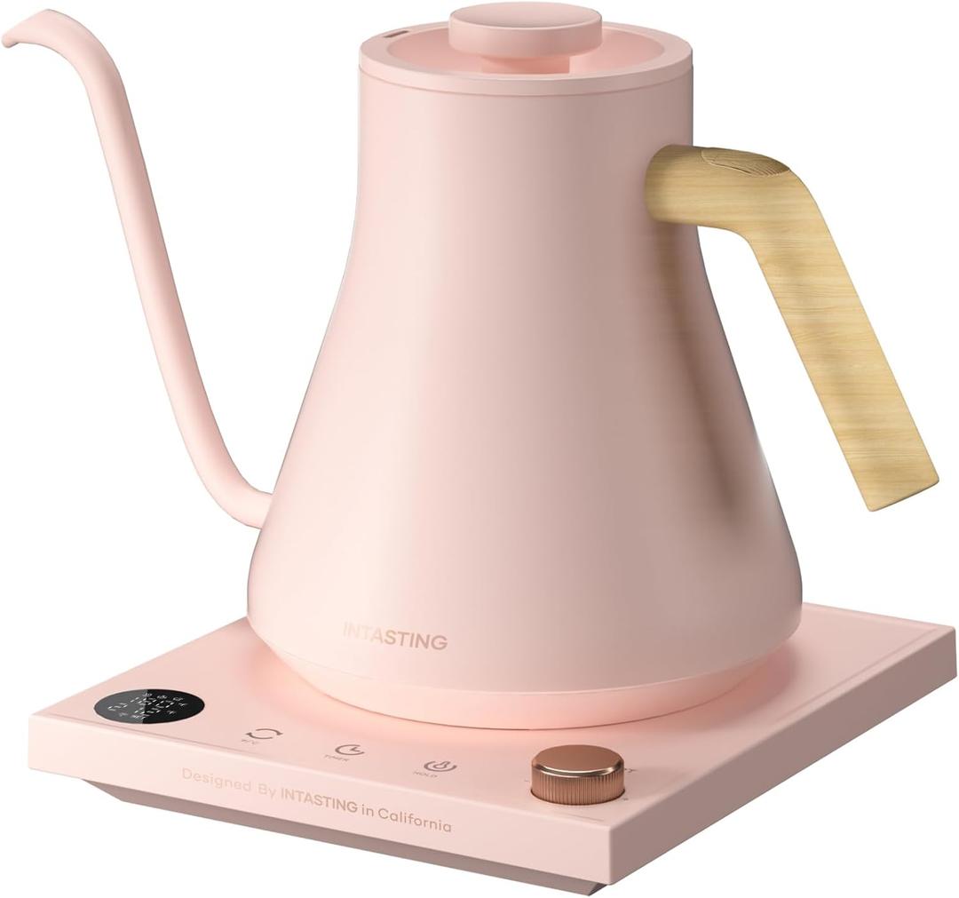 Electric Kettles, Gooseneck Electric Kettle, 1 Temperature Control, Stainless Steel Inner, Quick Heating, for Pour Over Coffee, Brew Tea, Boil Hot Water, 0.9L Pink