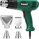 Heat Gun, Heavy Duty Hot Air Gun Kit Dual Temperature Settings 572~932 (300-500), Overload Protection with 4 Nozzles for Crafts, Shrink Wrapping/Tubing, Paint Removing, Epoxy Resin (Green)